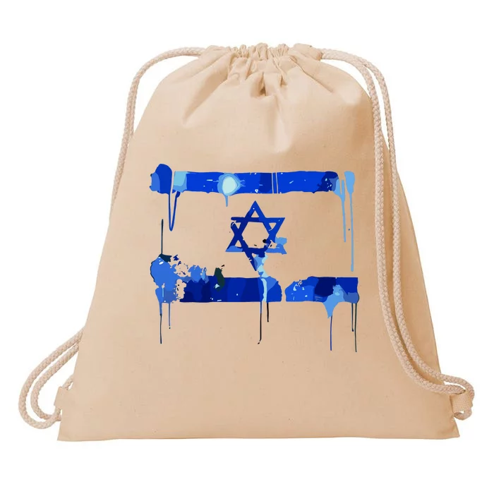 Marina Medvin Wearing Distressed Israeli Flag Drawstring Bag