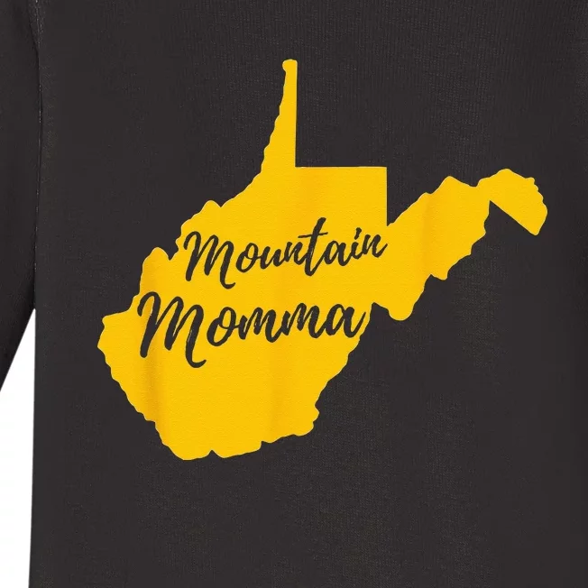 Mountain Momma West Virginia State Map Baby Long Sleeve Bodysuit