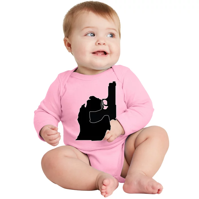 Michigan Mitten With Gun Design Baby Long Sleeve Bodysuit