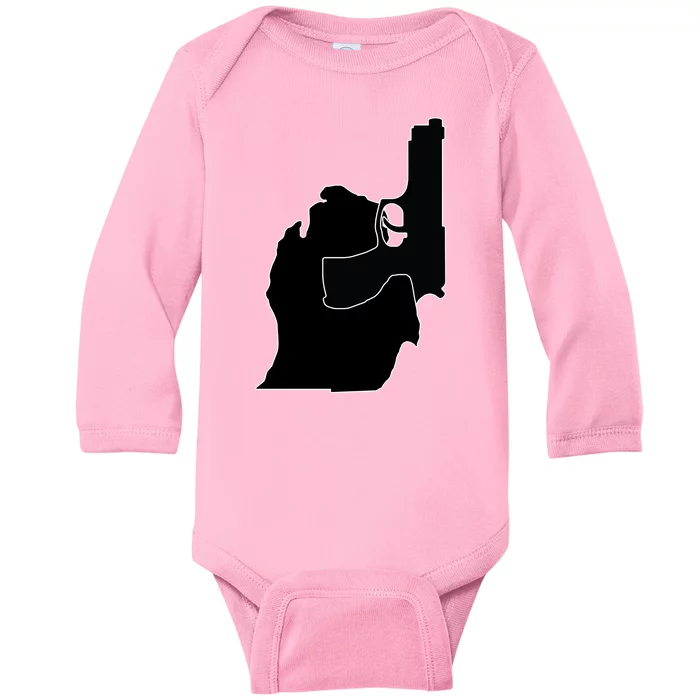 Michigan Mitten With Gun Design Baby Long Sleeve Bodysuit