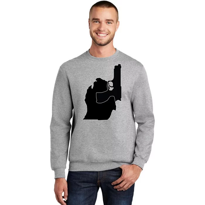 Michigan Mitten With Gun Design Tall Sweatshirt