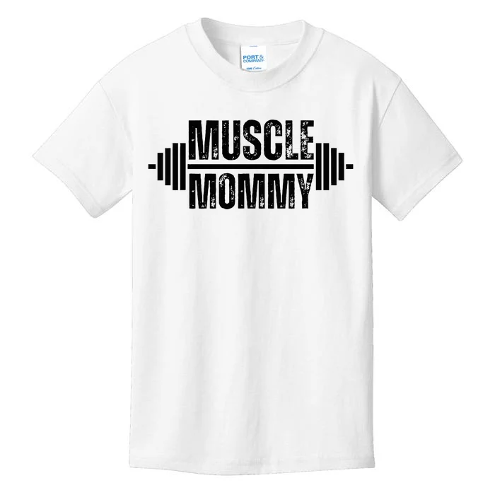 Muscle Mommy Weightlifter Mom Cute Mother Mama Gym Kids T-Shirt