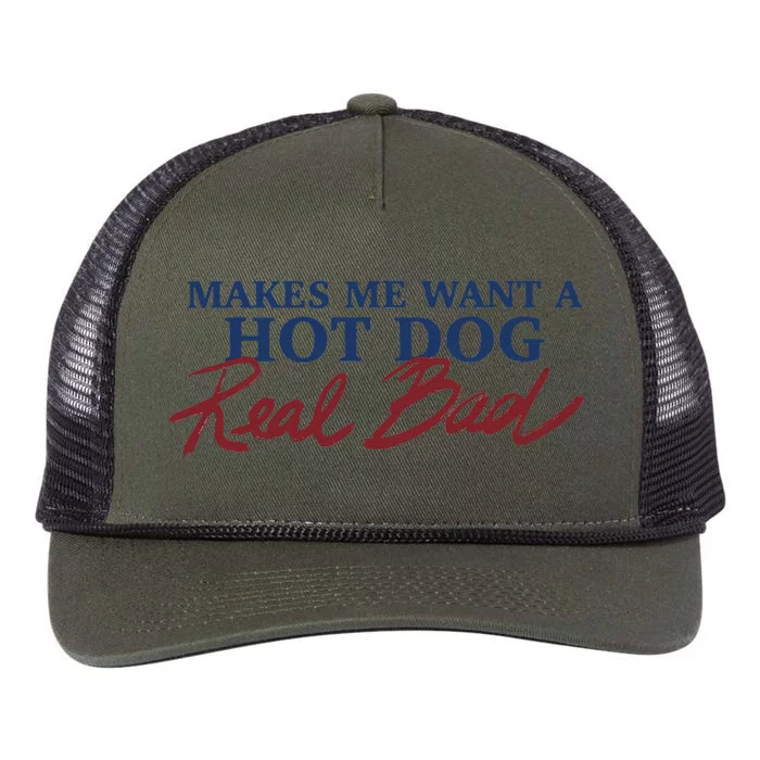 Makes Me Want A Hot Dog Real Bad Retro Rope Trucker Hat Cap