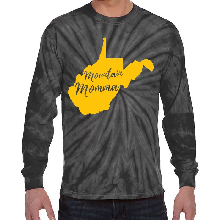 Mountain Momma West Virginia State Map TShirt Tie-Dye Long Sleeve Shirt