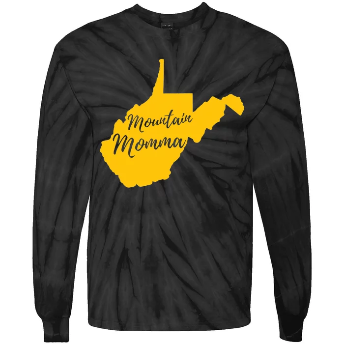 Mountain Momma West Virginia State Map TShirt Tie-Dye Long Sleeve Shirt