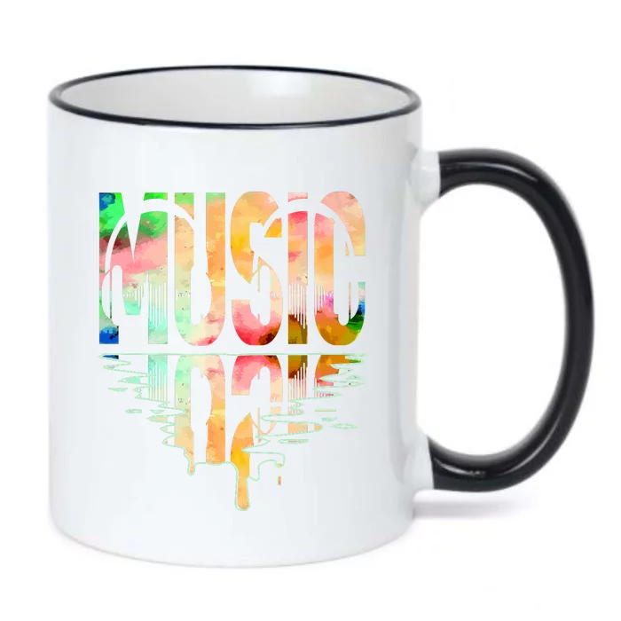 Music Mirrored Watercolor Logo Black Color Changing Mug