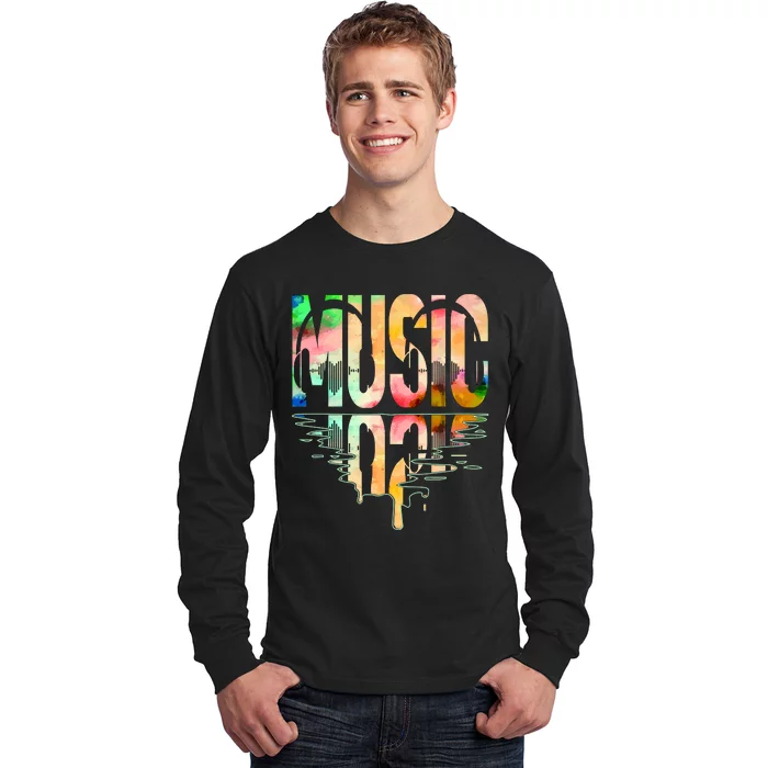 Music Mirrored Watercolor Logo Long Sleeve Shirt