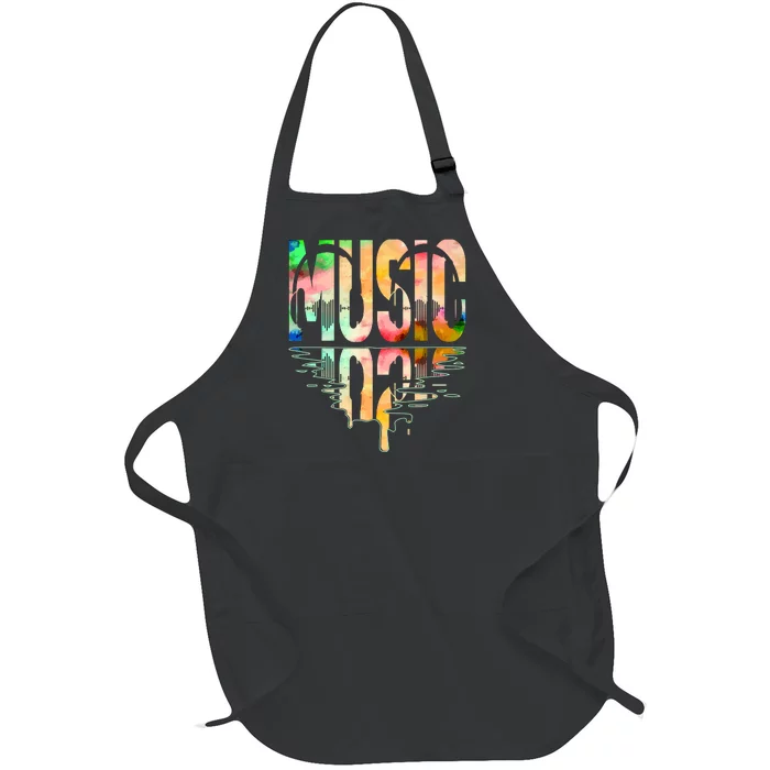 Music Mirrored Watercolor Logo Full-Length Apron With Pocket