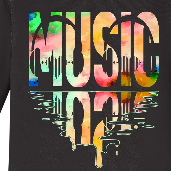 Music Mirrored Watercolor Logo Baby Long Sleeve Bodysuit