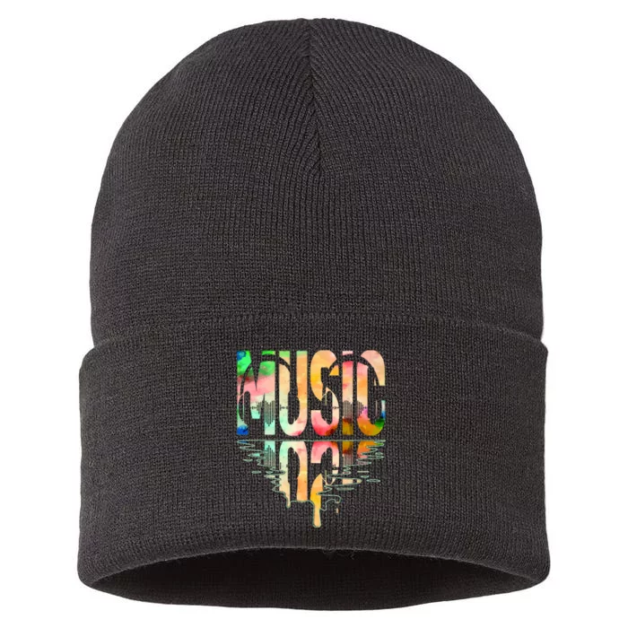 Music Mirrored Watercolor Logo Sustainable Knit Beanie