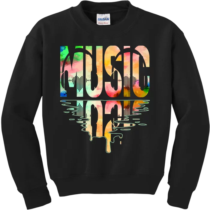 Music Mirrored Watercolor Logo Kids Sweatshirt