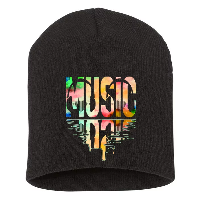 Music Mirrored Watercolor Logo Short Acrylic Beanie