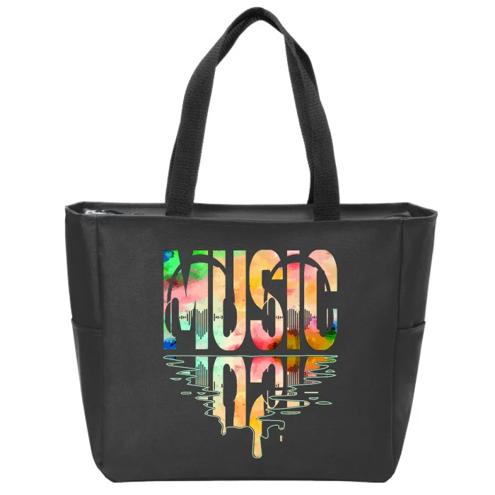 Music Mirrored Watercolor Logo Zip Tote Bag