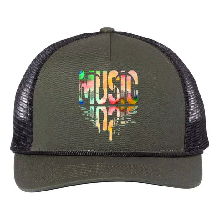 Music Mirrored Watercolor Logo Retro Rope Trucker Hat Cap