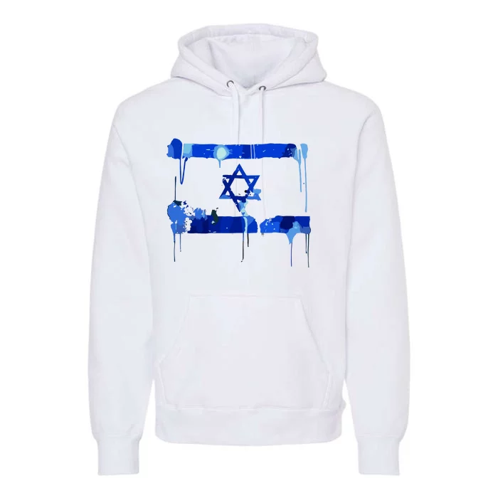 Marina Medvin Wearing Distressed Israeli Flag.Png Premium Hoodie