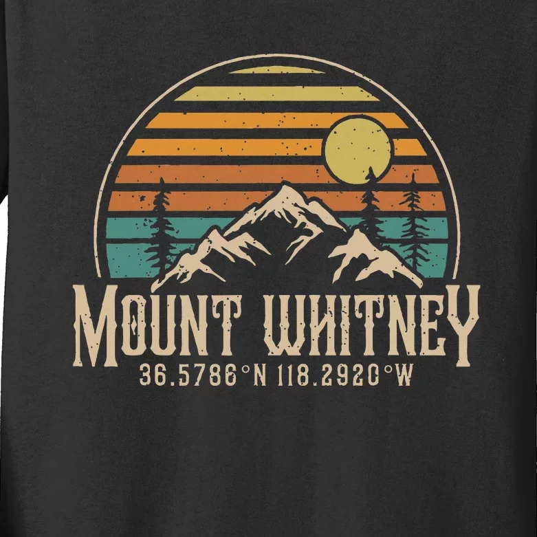 Mountain Mt. Whitney California Hiking Camping Kids Long Sleeve Shirt