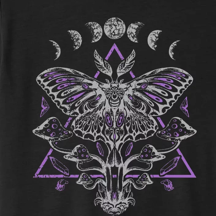 Mysterious Moth With Moon Crescent Gothic Moth ChromaSoft Performance T-Shirt