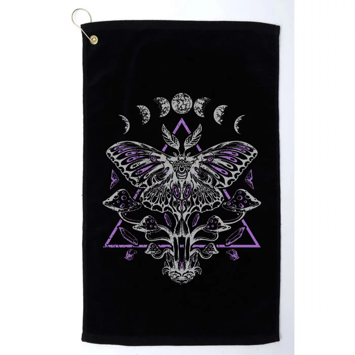 Mysterious Moth With Moon Crescent Gothic Moth Platinum Collection Golf Towel