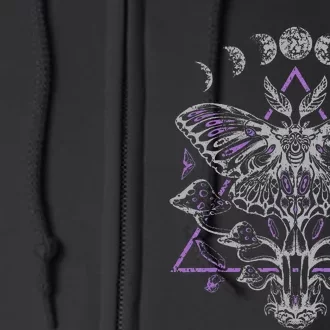 Mysterious Moth With Moon Crescent Gothic Moth Full Zip Hoodie