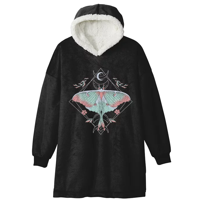 Mysterious Moths With Moon Crescent Gothic Moth Hooded Wearable Blanket