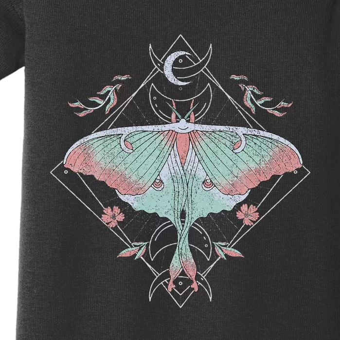 Mysterious Moths With Moon Crescent Gothic Moth Baby Bodysuit