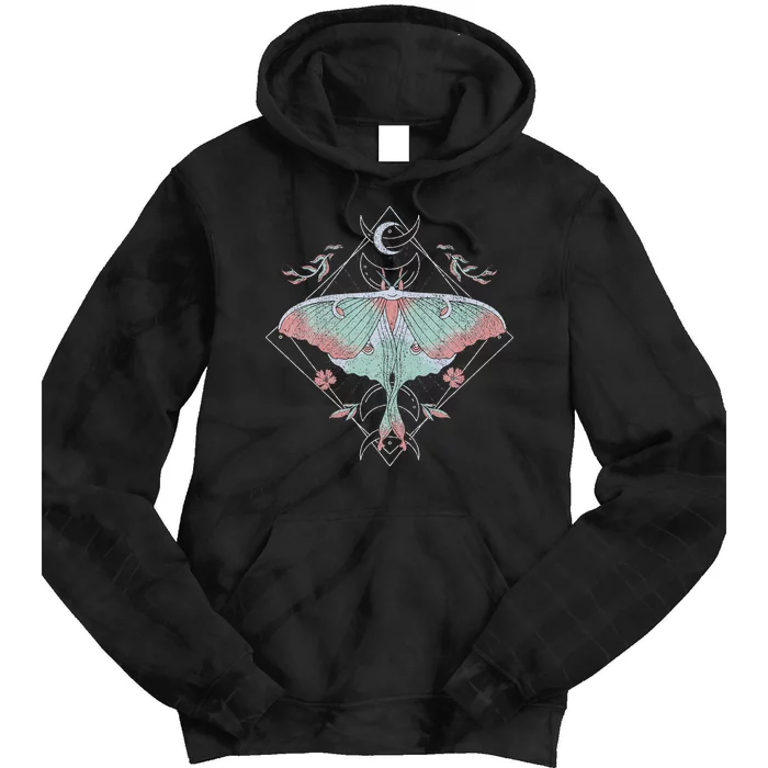 Mysterious Moths With Moon Crescent Gothic Moth Tie Dye Hoodie