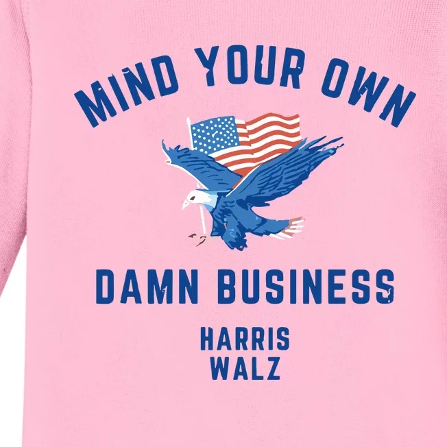 Meidastouch Mind Your Own Damn Business Harris Walz Baby Long Sleeve Bodysuit