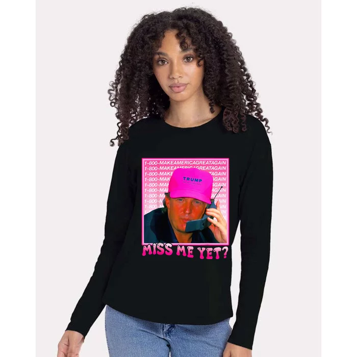 Miss Me Yet Donald Trump 2024 Holding Phone Call Womens Cotton Relaxed Long Sleeve T-Shirt