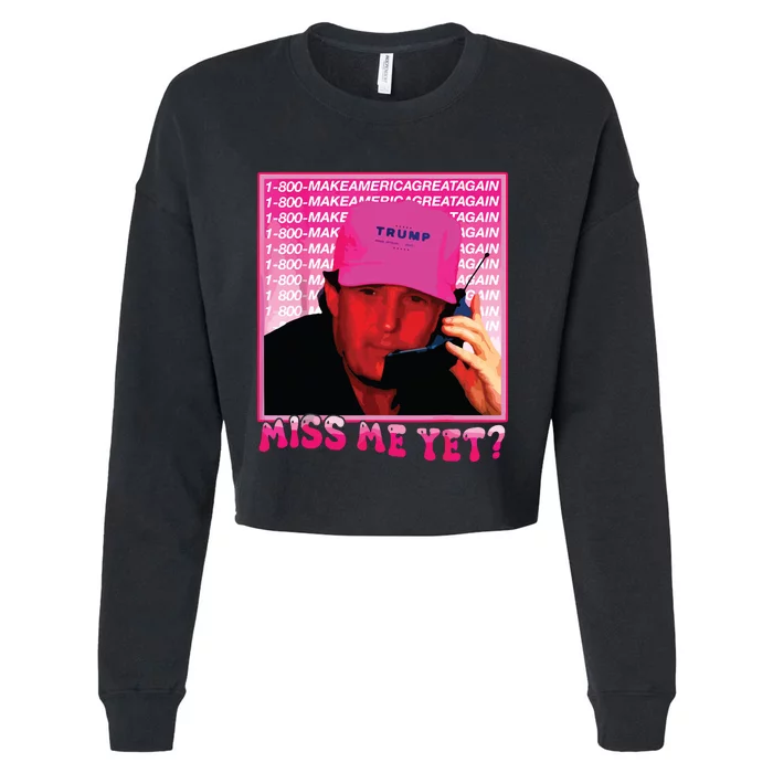 Miss Me Yet Donald Trump 2024 Holding Phone Call Pink Cropped Pullover Crew