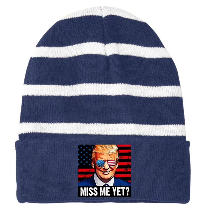 Miss Me Yet? Donald Trump Striped Beanie with Solid Band