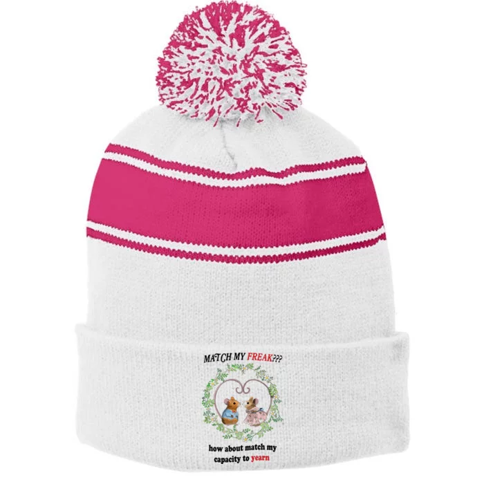 Match My Yearn Stripe Pom Pom Beanie