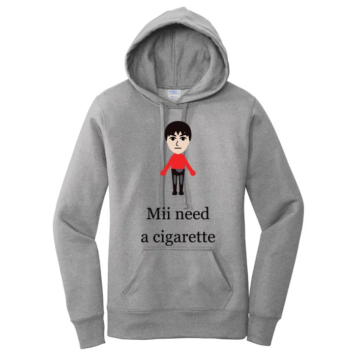 Mii Need A Cigarette Funny Wii Women's Pullover Hoodie