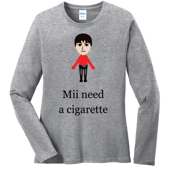 Mii Need A Cigarette Funny Wii Ladies Long Sleeve Shirt