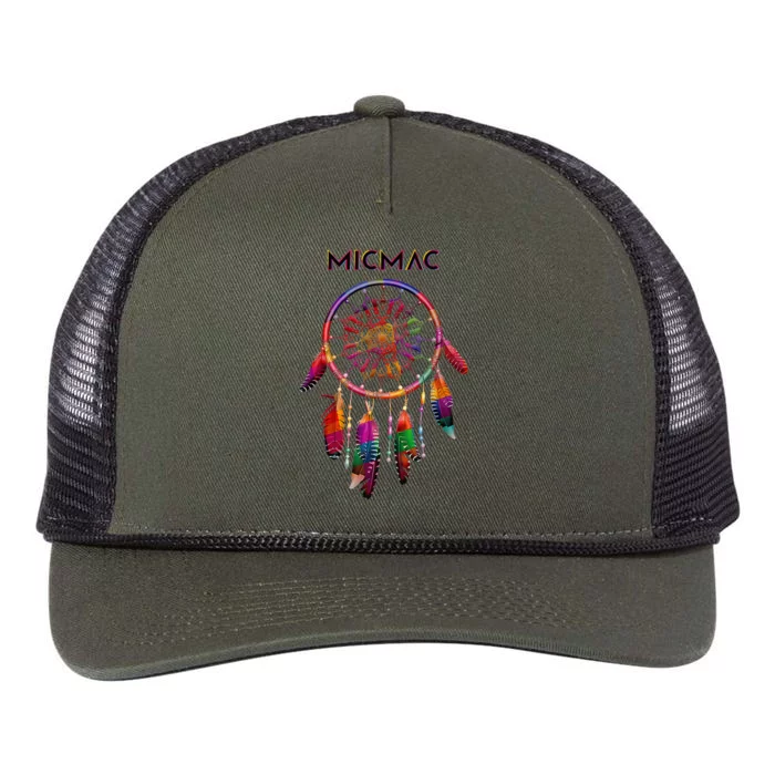 Micmac Native American Indian Colorful Dreamcatcher Tribe Retro Rope Trucker Hat Cap