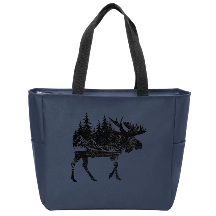 Moose Nature Alaska Hiking Fishing Camping Hunting Gift Zip Tote Bag