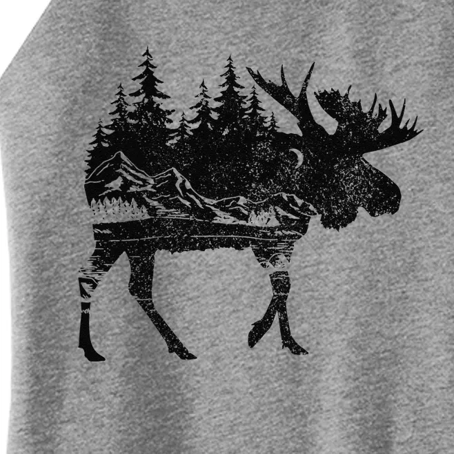 Moose Nature Alaska Hiking Fishing Camping Hunting Gift Women’s Perfect Tri Rocker Tank