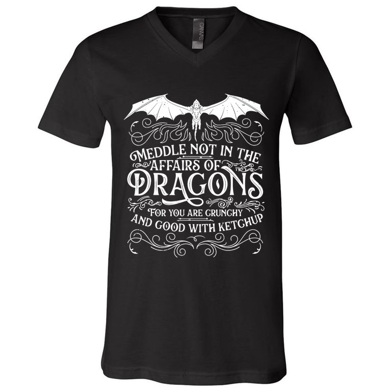 Meddle Not Affairs Dragons Tshirt, Mens Dragon TShirt V-Neck T-Shirt
