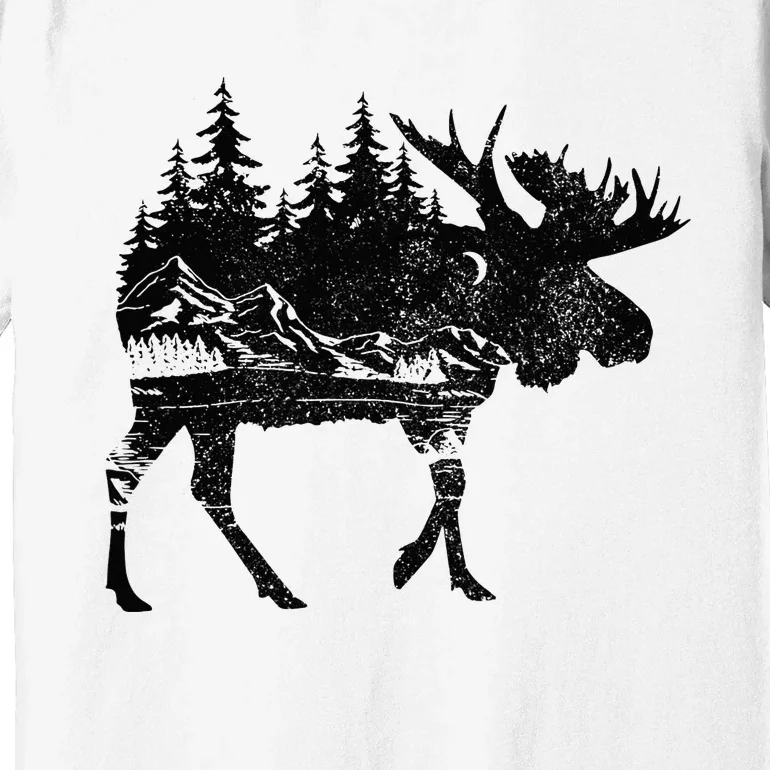 Moose Nature Alaska Hiking Fishing Camping Hunting Gift Premium T-Shirt