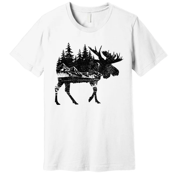 Moose Nature Alaska Hiking Fishing Camping Hunting Gift Premium T-Shirt