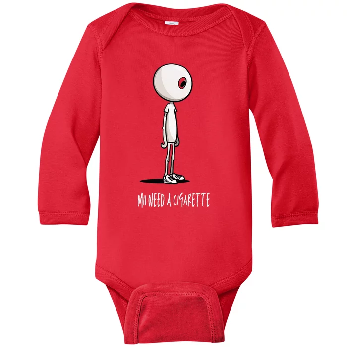 Mii Need A Cigarette Baby Long Sleeve Bodysuit