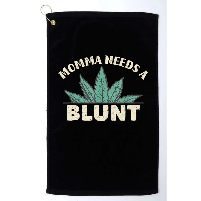 Momma Needs A Blunt Stoner Mom Cannabis Weed Smoker Gift Platinum Collection Golf Towel