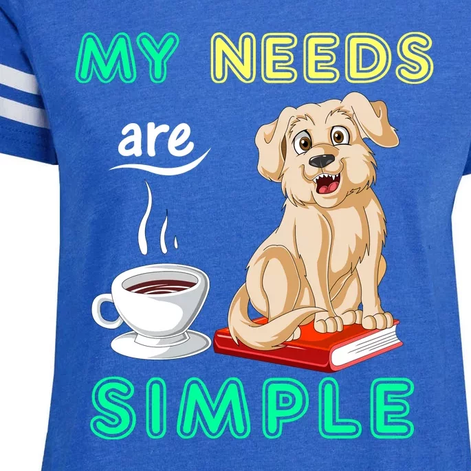 My Needs Are Golden Retriver Coffee And Reading Enza Ladies Jersey Football T-Shirt