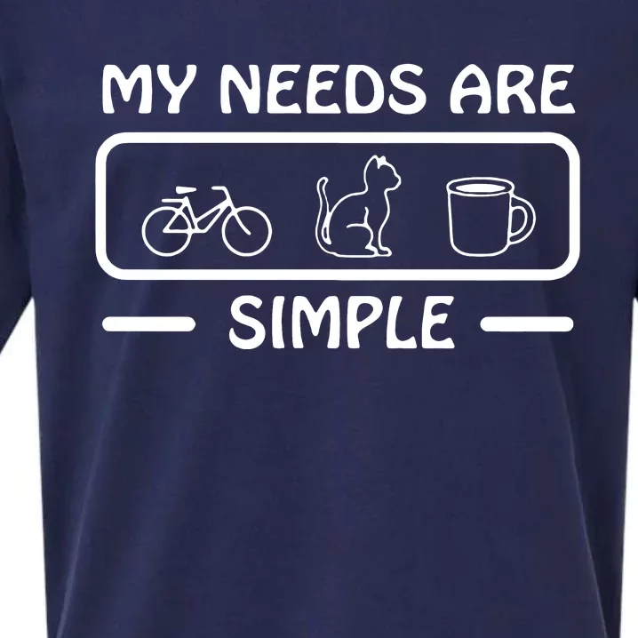 My Needs Are Simple Bicycle Cat Coffee Sueded Cloud Jersey T-Shirt