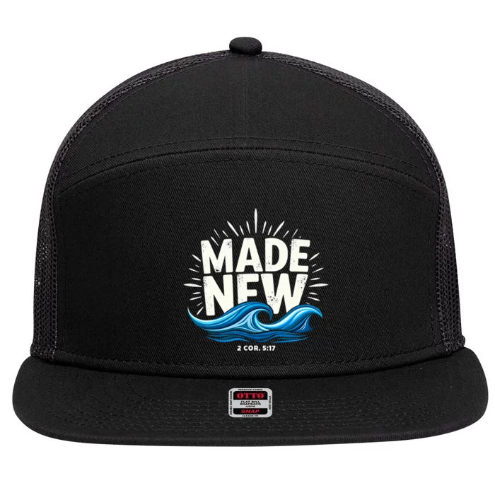 Made New Baptized Baptism Magical And Funny Baptism Gifts 7 Panel Mesh Trucker Snapback Hat