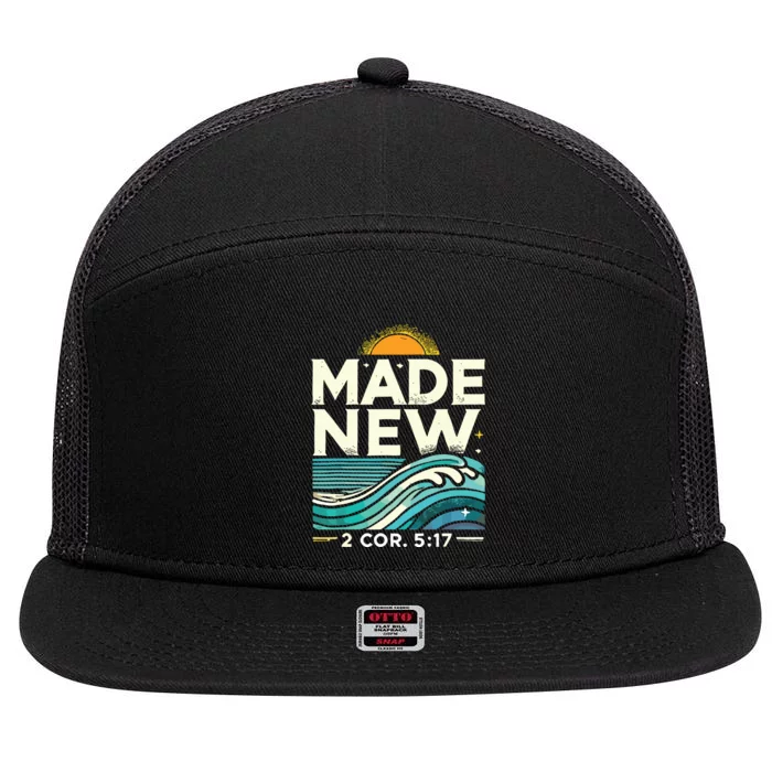 Made New Baptism Christian 7 Panel Mesh Trucker Snapback Hat