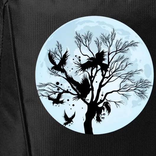 Moonlight Night Black Crow Forest Animal Bird Raven City Backpack