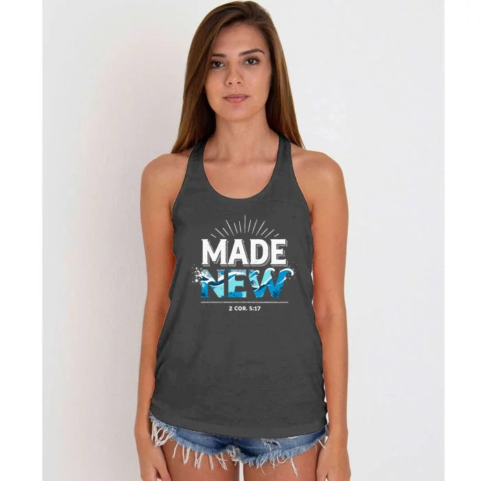 Made New Baptized Baptism Women's Knotted Racerback Tank