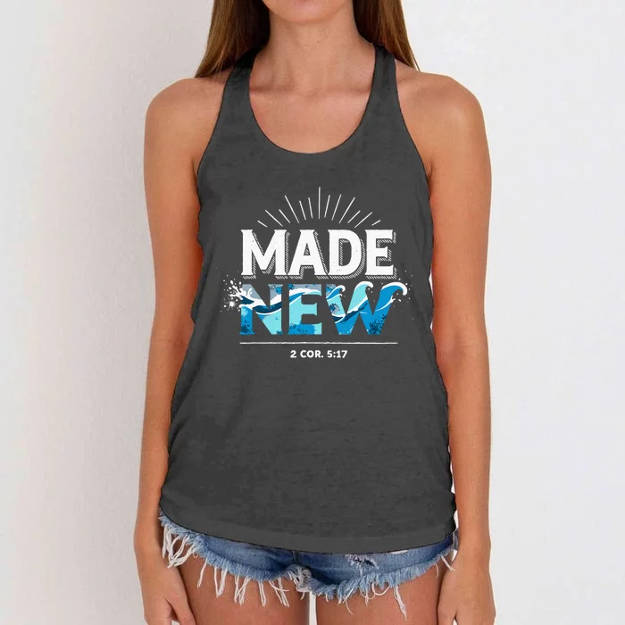 Made New Baptized Baptism Women's Knotted Racerback Tank