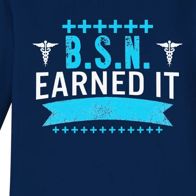 Male Nurse BSN Earned It Nursing School Graduation RN Funny Baby Long Sleeve Bodysuit