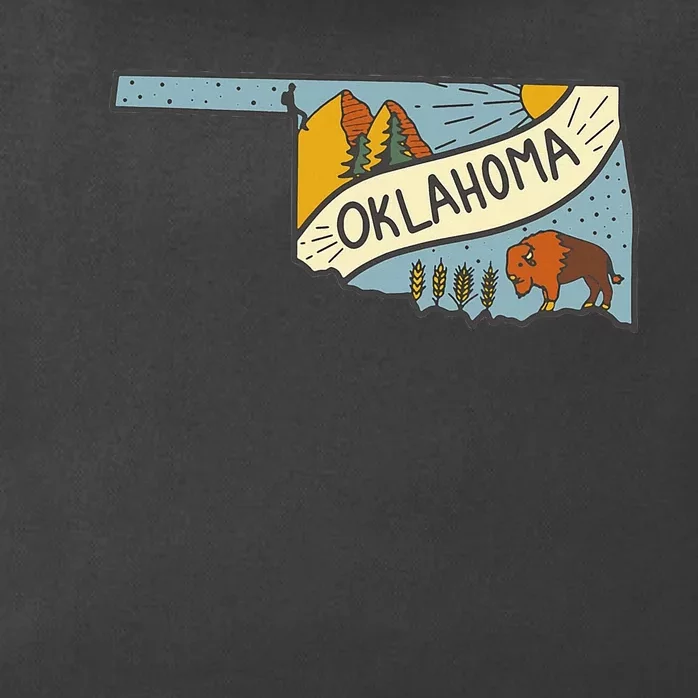 Mountain Nature Bison Buffalo Inside Oklahoma Map Hiking Zip Tote Bag